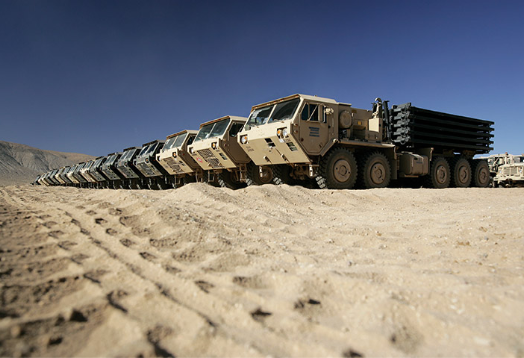 Oshkosh Defense vehicles parked for fleet modernization