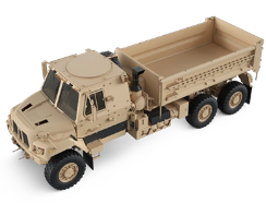 Tan Oshkosh Defense Family of Medium Tactical Vehicles (FMTV) A2 10-ton Dump