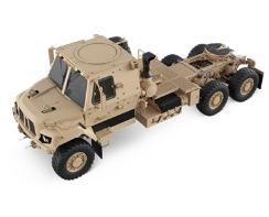 Tan Oshkosh Defense Family of Medium Tactical Vehicles (FMTV) A2 5-ton Wrecker