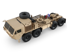 Tan Oshkosh Defense Heavy Expanded Mobility Tactical Truck (HEMTT) A4 Patriot Tractor