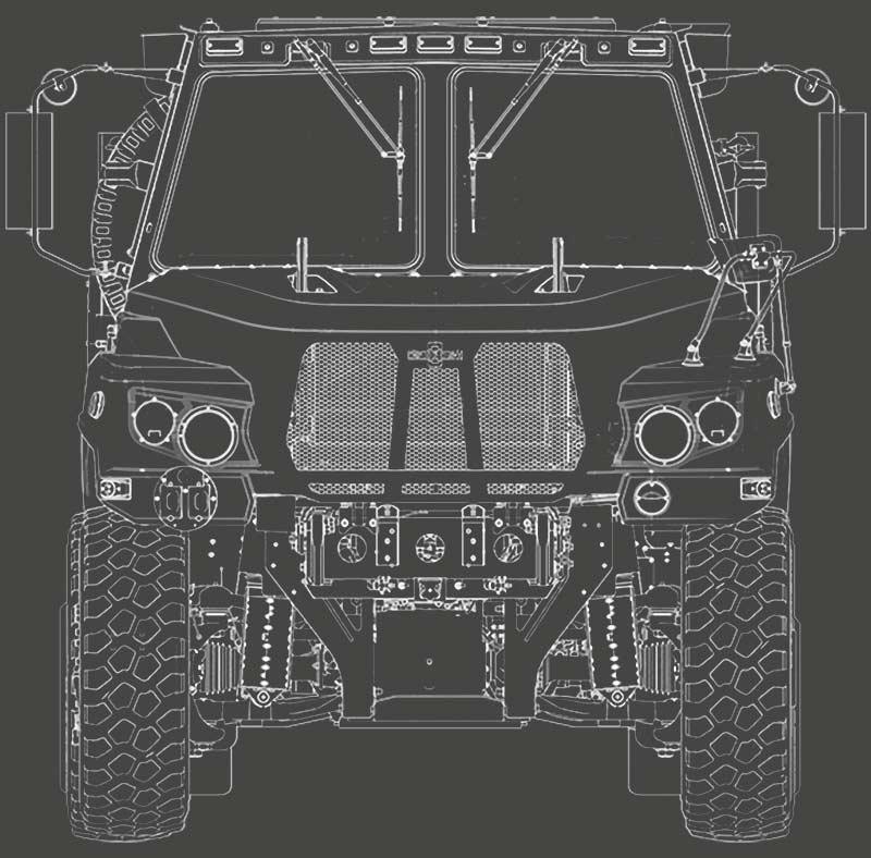 FMTV A2 front view schematic rendering.