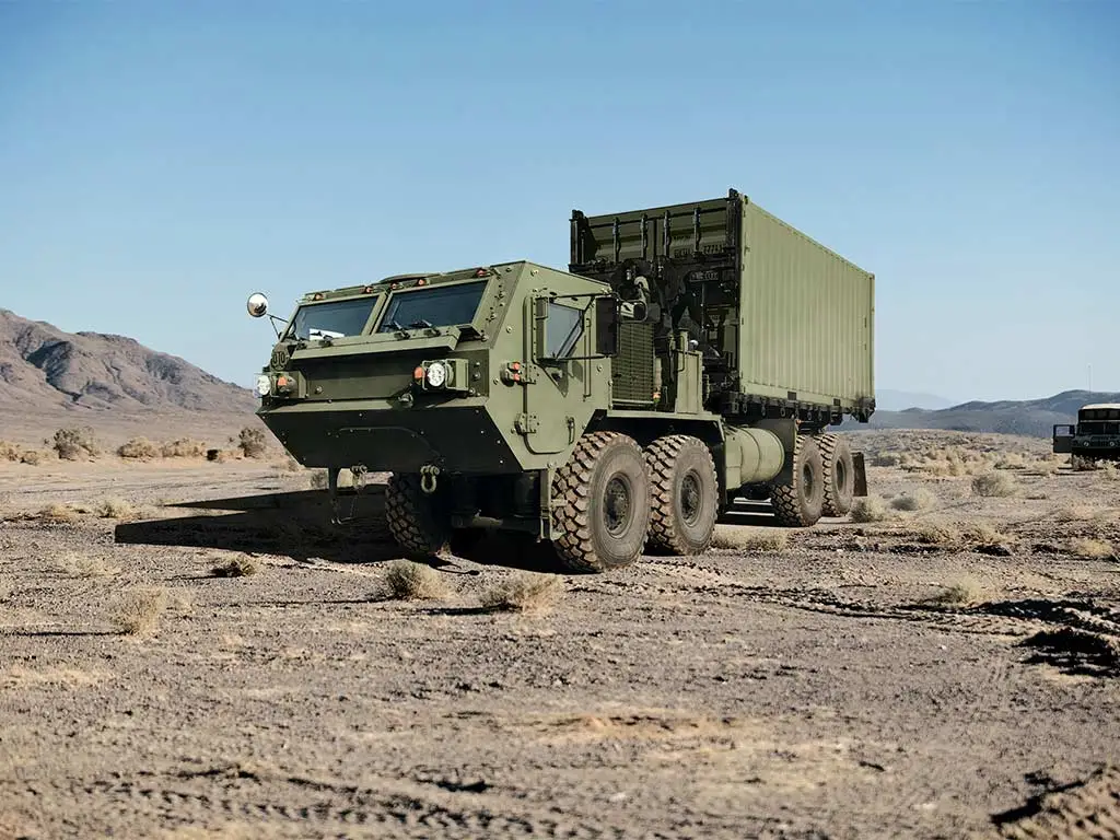 HEMTT A4 with a Load Handling System in a desert landscape.
