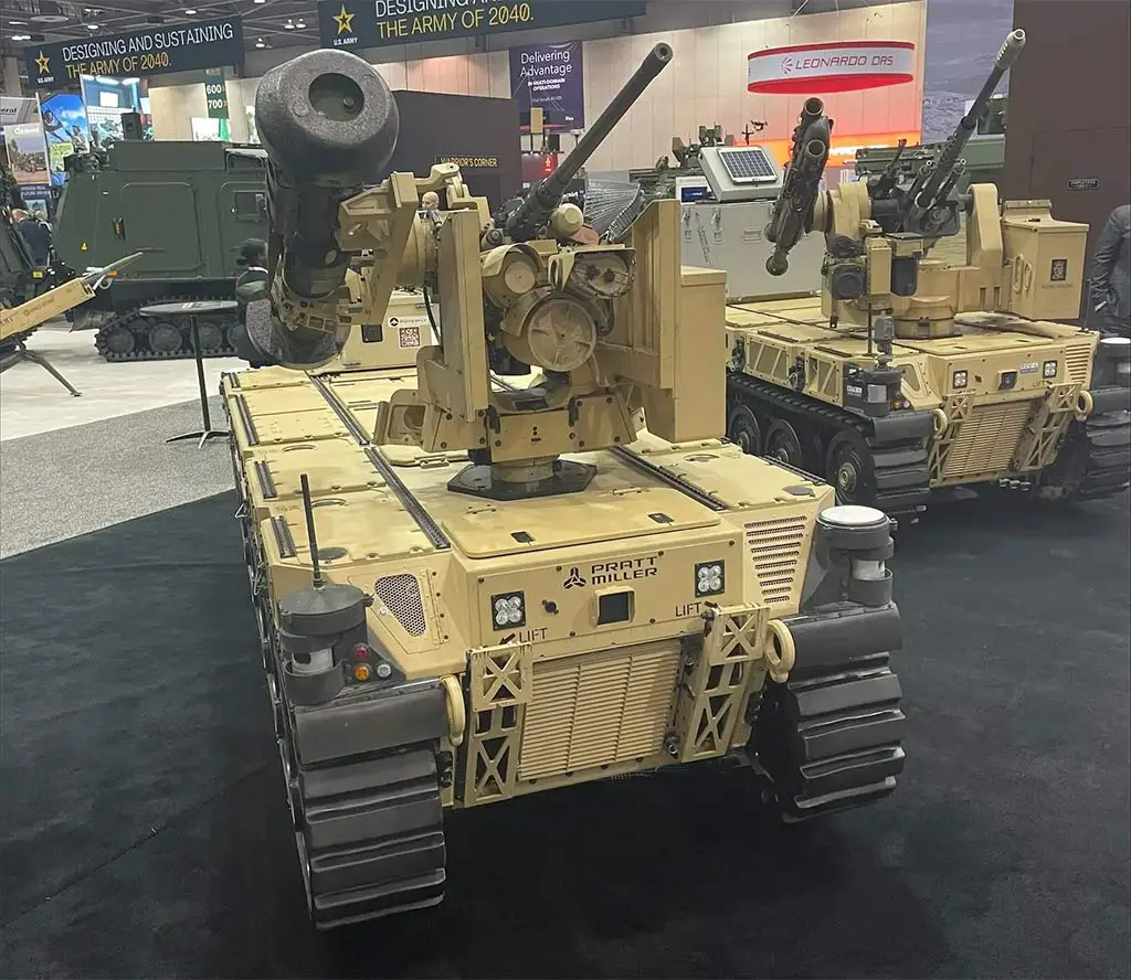 Robotic Combat Vehicle on display at a tradeshow.