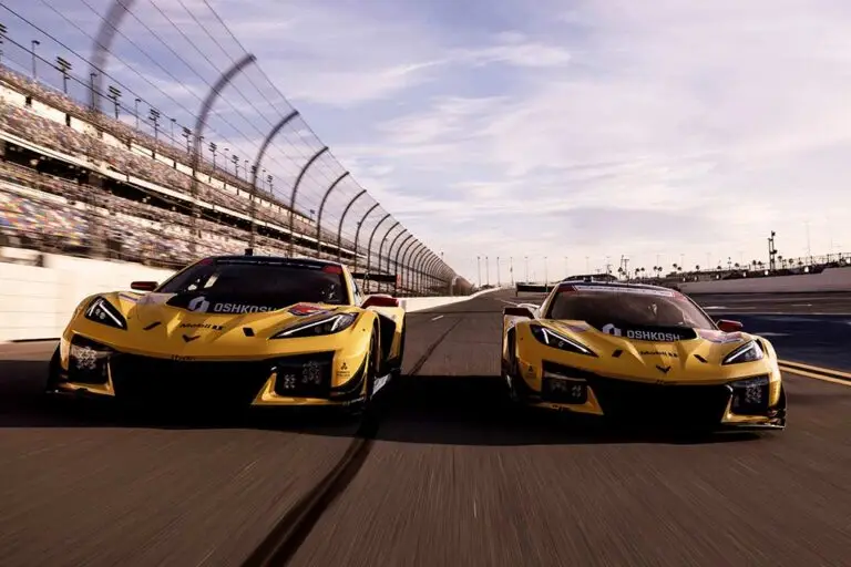 High performance cars on a race track.