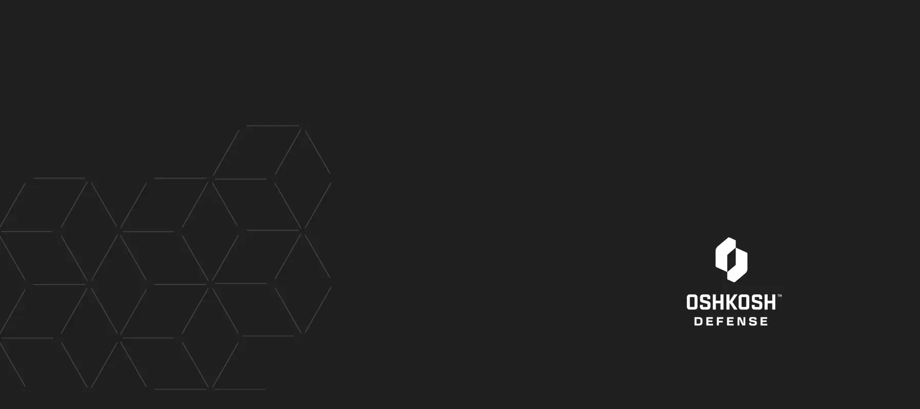 Oshkosh Defense logo on dark background with hexagonal pattern